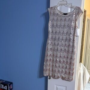 Macy's Shimmering Sequin Mini Dress - Cream and Gold